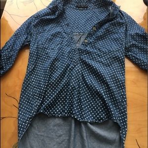 3 quarter sleeve polka dot button up shirt !